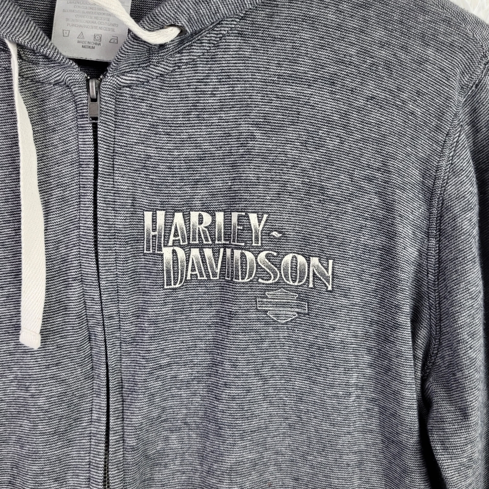 Harley Davidson Womens M Gray Micro‎ Stripe Full Zip Hoodie Grand Canyon Arizona - Picture 2 of 8